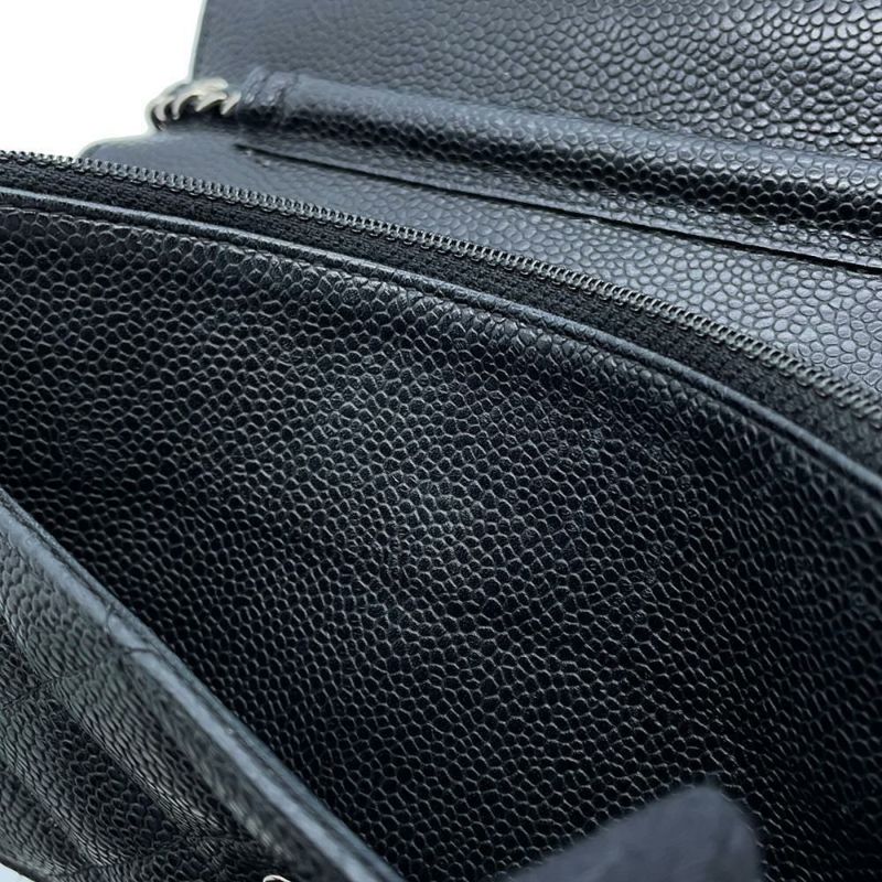 シャネル チェーンウォレット マトラッセ ココマーク キャビアスキン キルティング A33814 CHANEL 財布 黒