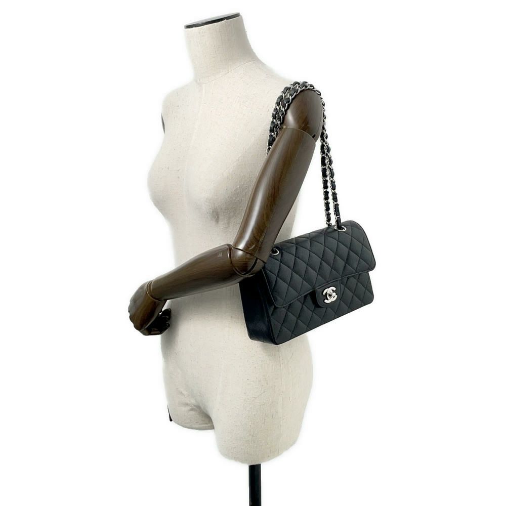 シャネル チェーンショルダーバッグ マトラッセ23 ココマーク ダブルチェーン キャビアスキン A01113 CHANEL バッグ 黒
