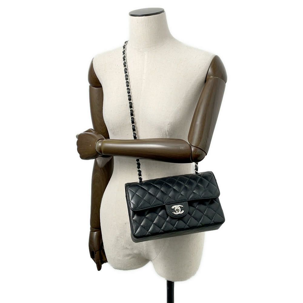 シャネル チェーンショルダーバッグ マトラッセ23 ココマーク ダブルチェーン キャビアスキン A01113 CHANEL バッグ 黒
