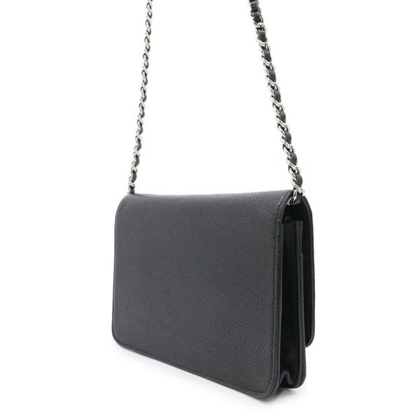 シャネル チェーンウォレット ココマーク キャビアスキン A48654 CHANEL チェーンショルダーバッグ 財布 黒