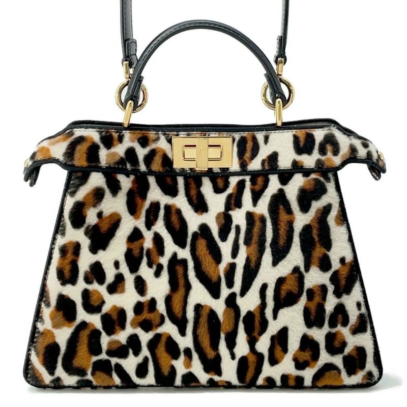 フェンディ ハンドバッグ ピーカブー アイシーユー ISEEU レオパード スモール ハラコ 8BN327 FENDI 2way