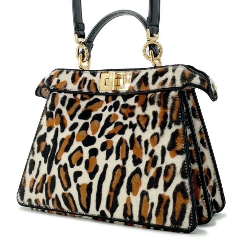 フェンディ ハンドバッグ ピーカブー アイシーユー ISEEU レオパード スモール ハラコ 8BN327 FENDI 2way