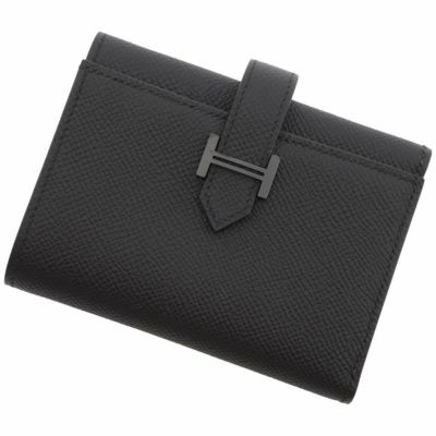 エルメス 三つ折り財布 ベアンコンビネ モノクローム ブラック