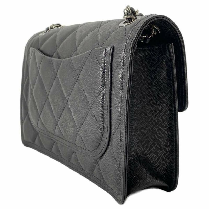シャネル チェーンショルダーバッグ マトラッセ ココマーク シングルフラップ キャビアスキン AS4405 黒