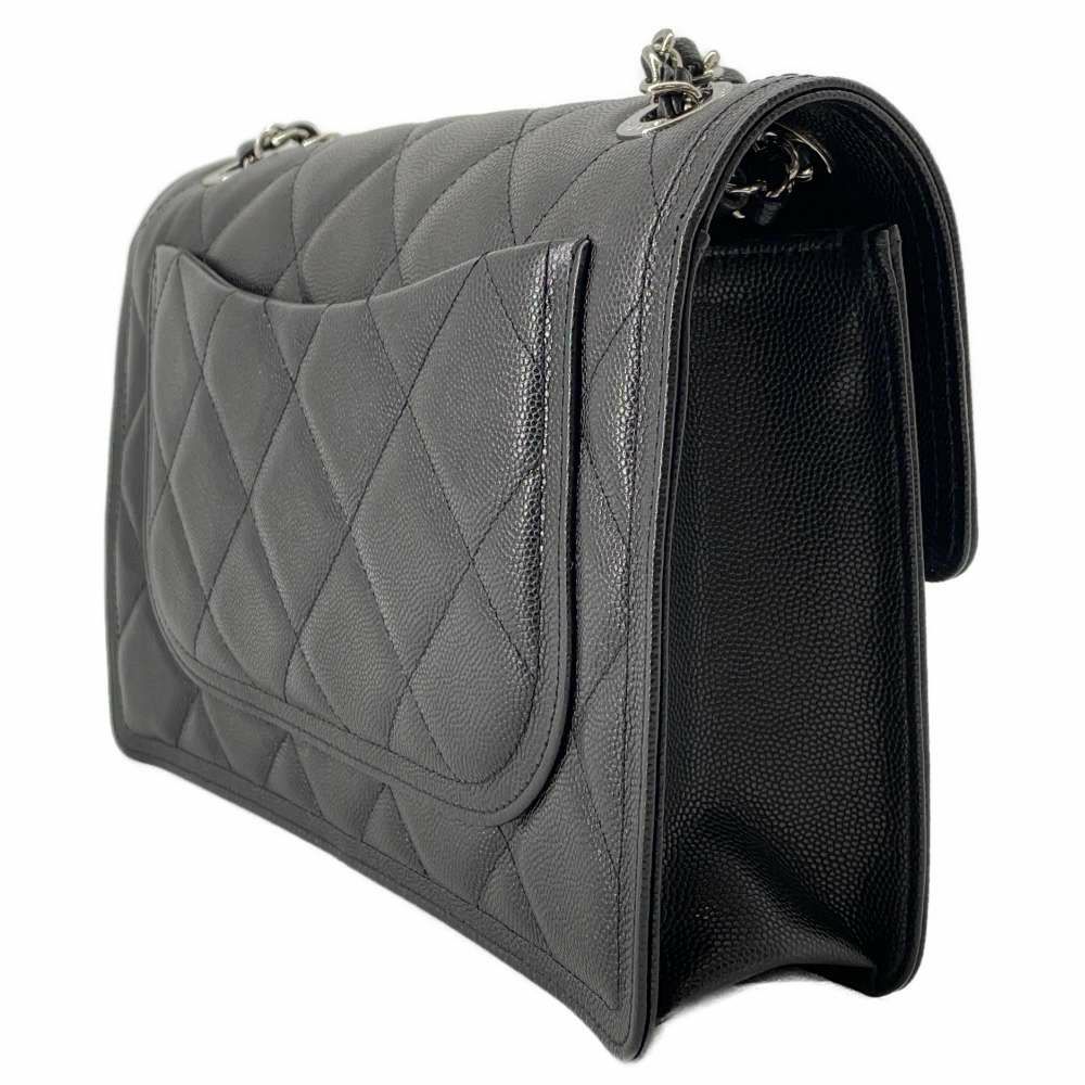 シャネル チェーンショルダーバッグ マトラッセ ココマーク シングルフラップ キャビアスキン AS4405 黒