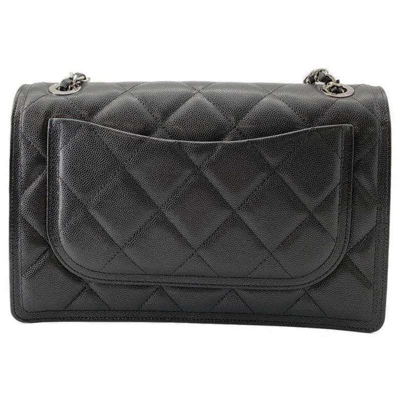 シャネル チェーンショルダーバッグ マトラッセ ココマーク シングルフラップ キャビアスキン AS4405 黒