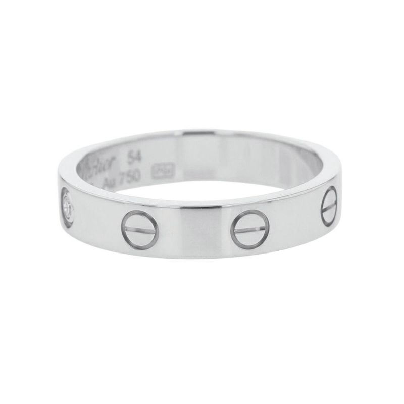 カルティエ リング ミニ ラブリング SM K18WG ダイヤモンド 1P 0.02ct リングサイズ54 B4050500 Cartier 指輪