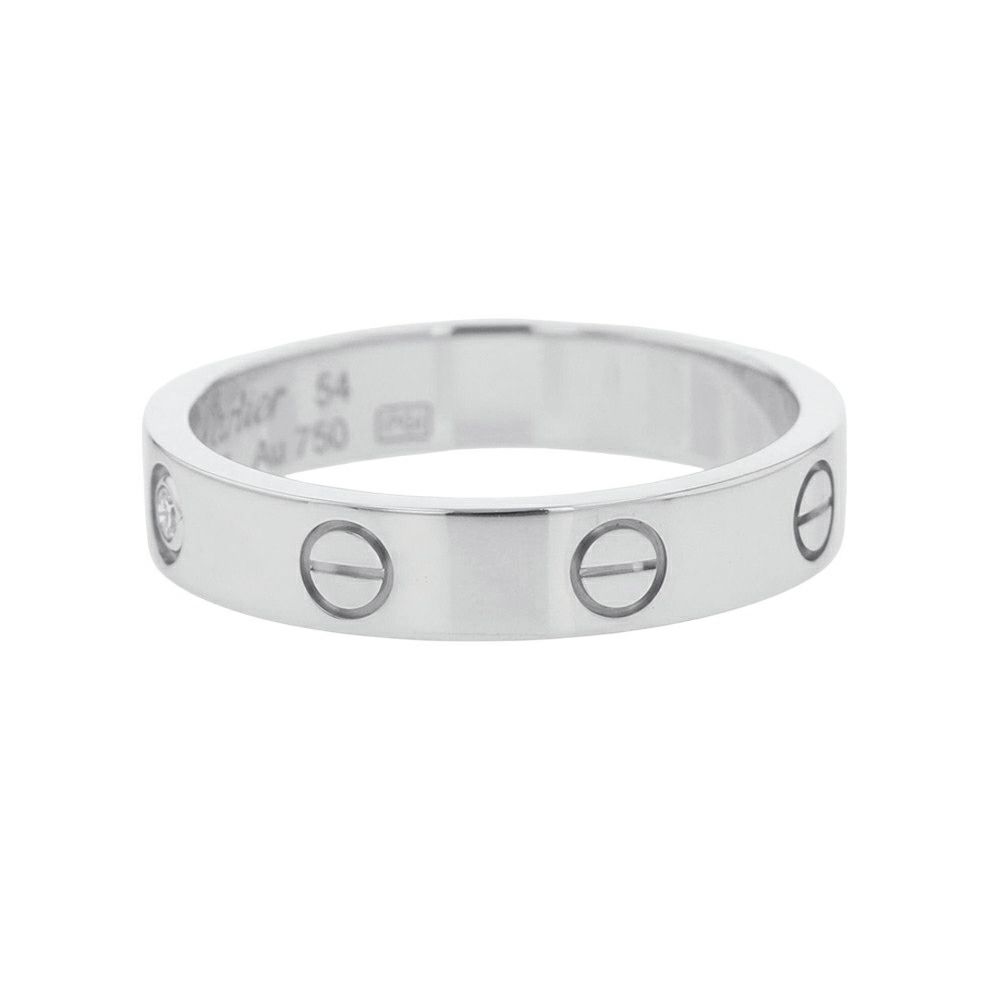 カルティエ リング ミニ ラブリング SM K18WG ダイヤモンド 1P 0.02ct リングサイズ54 B4050500 Cartier 指輪