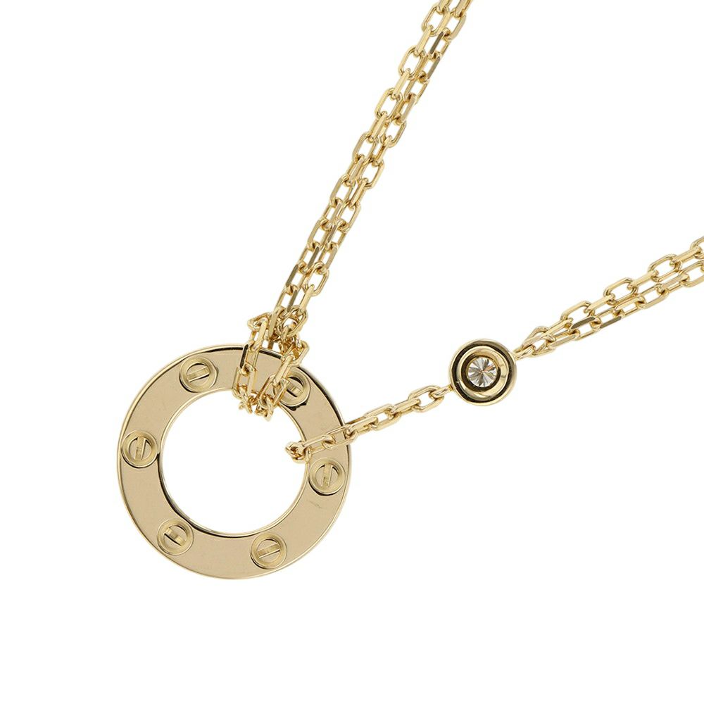 カルティエ ネックレス LOVE サークル ネックレス ダイヤモンド 2P 計0.03ct K18YGイエローゴールド B7219500 Cartier ラブ ペンダント