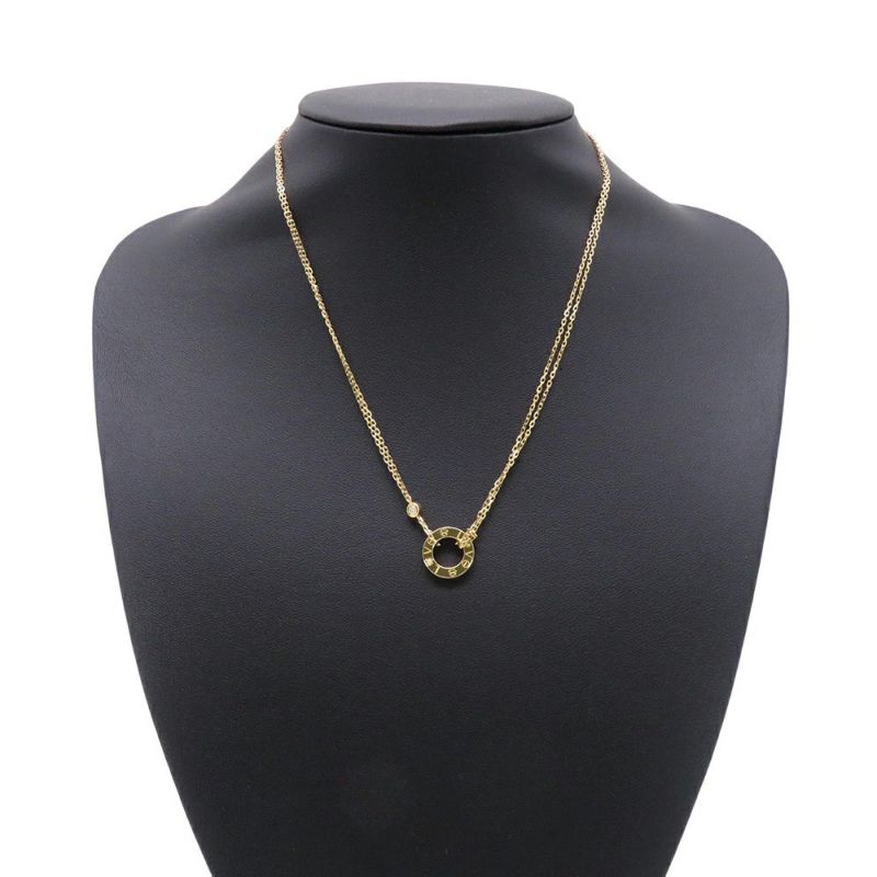 カルティエ ネックレス LOVE サークル ネックレス ダイヤモンド 2P 計0.03ct K18YGイエローゴールド B7219500 Cartier ラブ ペンダント