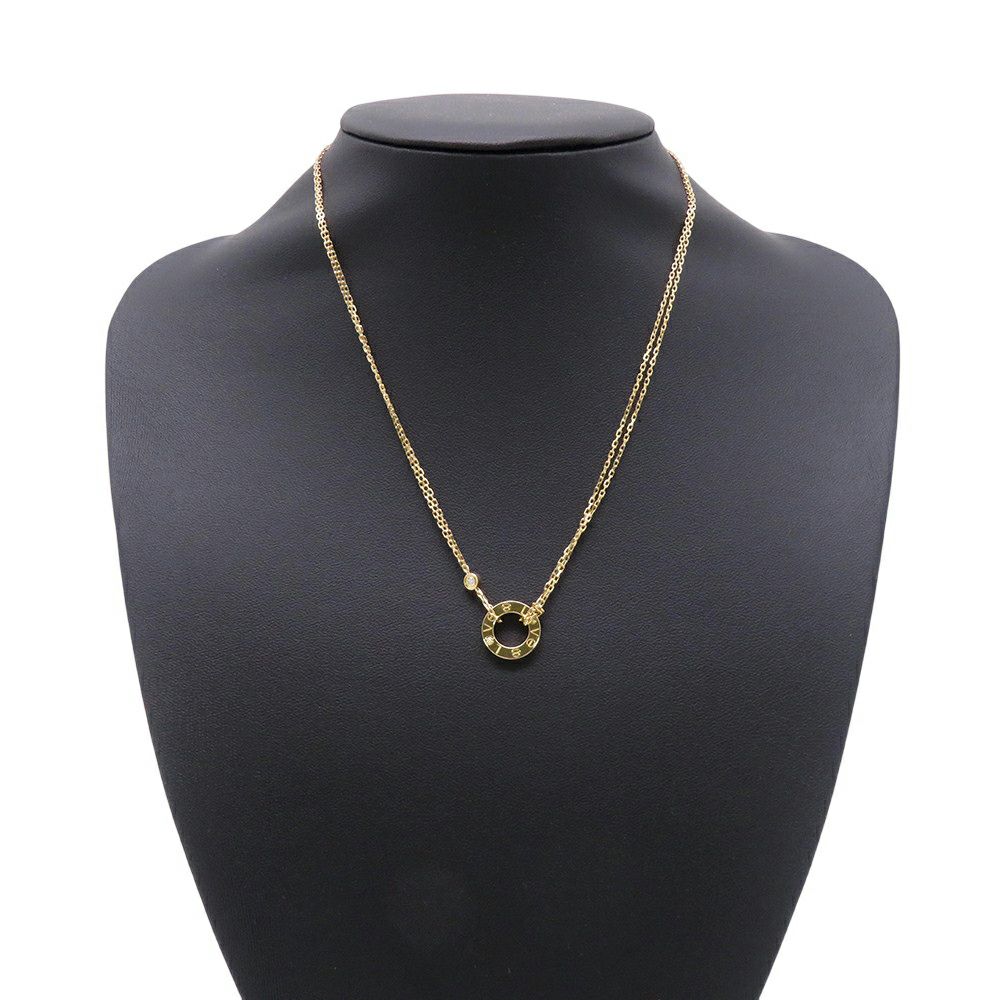 カルティエ ネックレス LOVE サークル ネックレス ダイヤモンド 2P 計0.03ct K18YGイエローゴールド B7219500 Cartier ラブ ペンダント