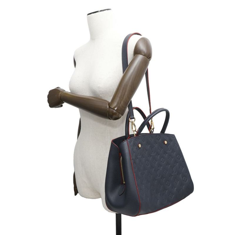 ルイヴィトン ハンドバッグ モノグラム・アンプラント モンテーニュMM M42746 LOUIS VUITTON 2way ネイビー