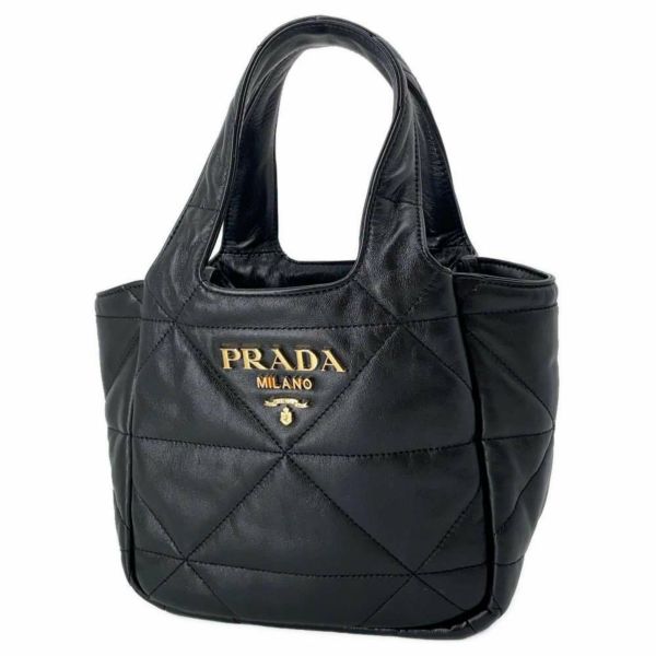 プラダ トートバッグ ロゴ ステッチ レザー 1BG451 PRADA バッグ ハンドバッグ 黒