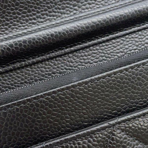 シャネル チェーンウォレット クラシック マトラッセ ココマーク キャビアスキン AP0250 財布 ブラック 黒