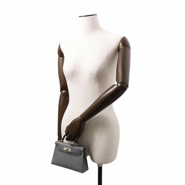 エルメス ハンドバッグ ミニケリー2 外縫い ヴェールアマンド/エレクトラム金具 エプソン K刻印 2wayショルダー