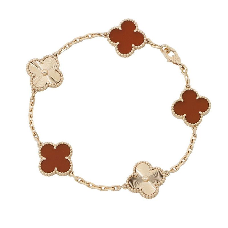 ヴァンクリーフ＆アーペル ブレスレット ヴィンテージ アルハンブラ ブレスレット 5モチーフ カーネリアン ギヨシェ K18PG VCARP7RP00