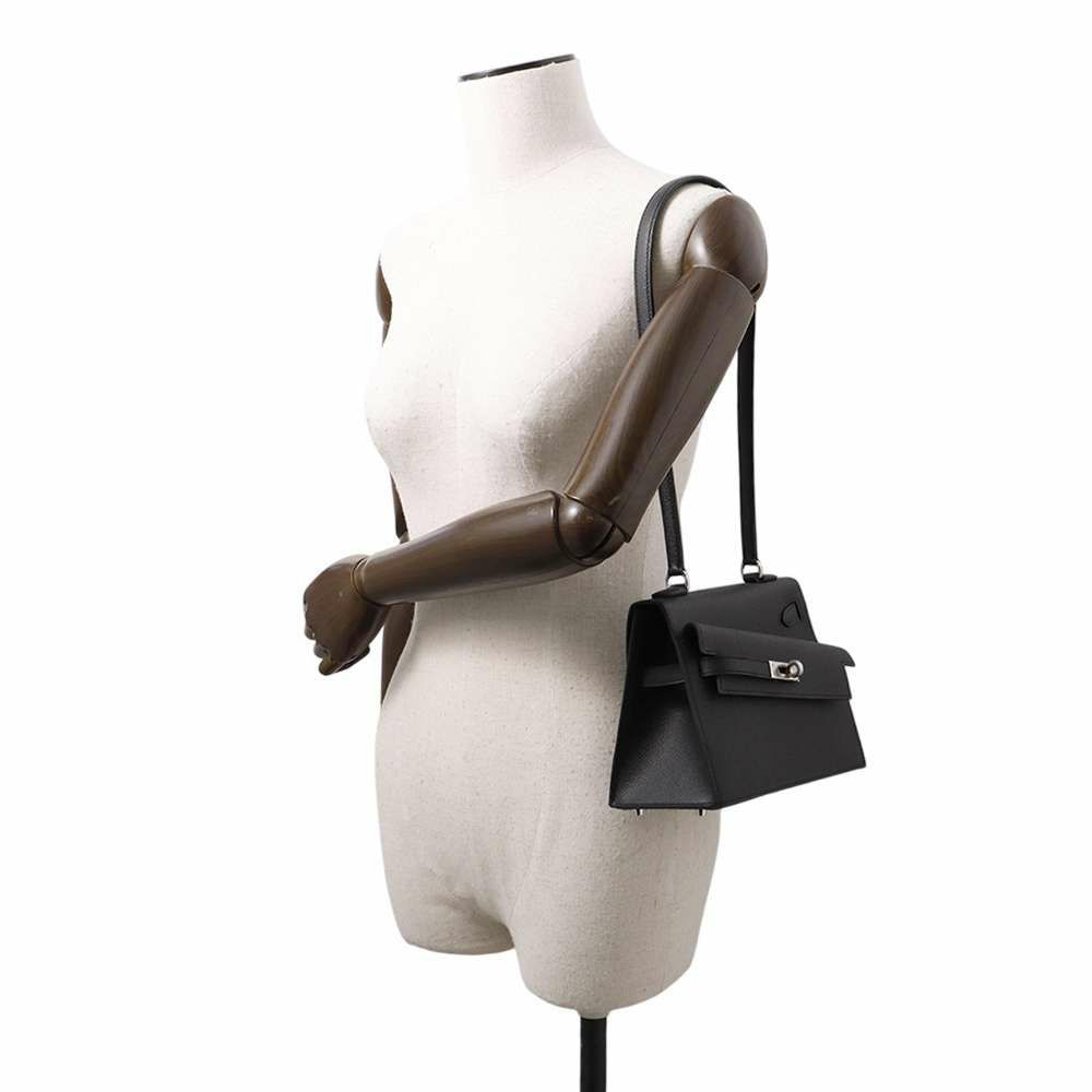 エルメス ショルダー バッグ ケリー20 無秩序 外縫い ブラック/シルバー金具 エプソン W刻印