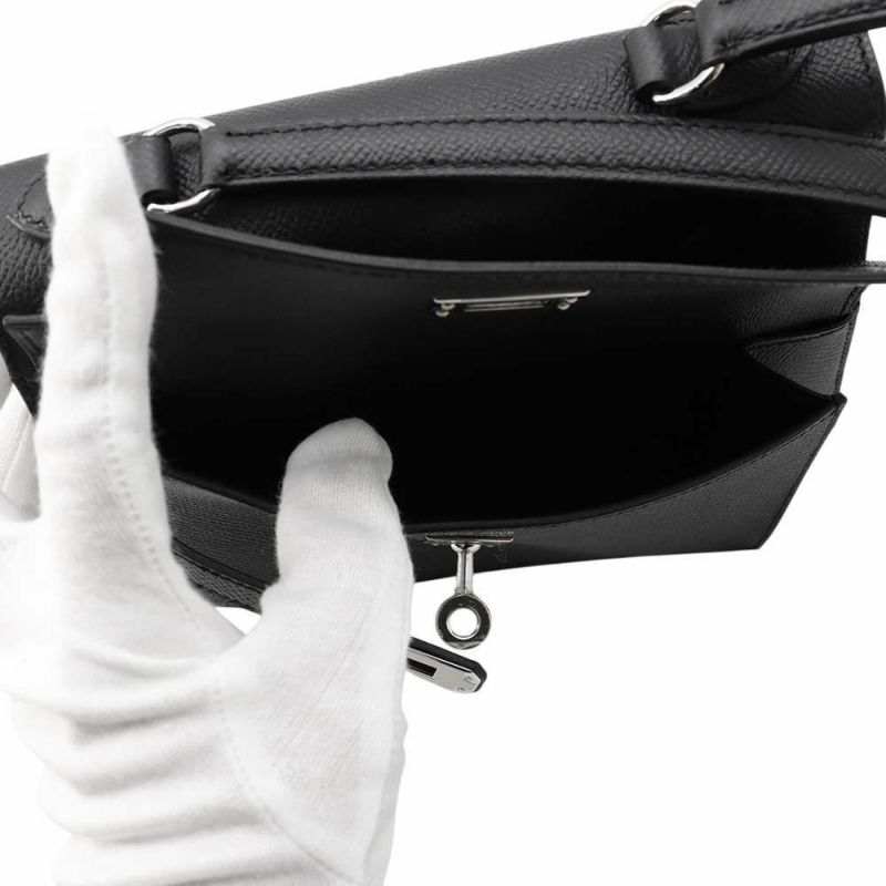 エルメス ショルダー バッグ ケリー20 無秩序 外縫い ブラック/シルバー金具 エプソン W刻印