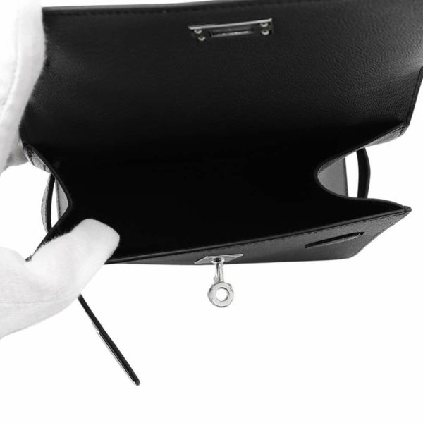 エルメス ショルダー バッグ ケリー20 無秩序 外縫い ブラック/シルバー金具 エプソン W刻印