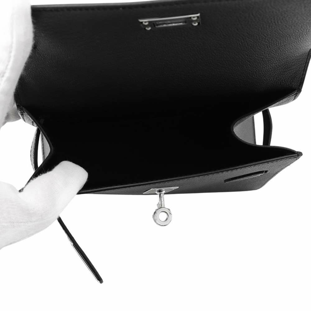 エルメス ショルダー バッグ ケリー20 無秩序 外縫い ブラック/シルバー金具 エプソン W刻印