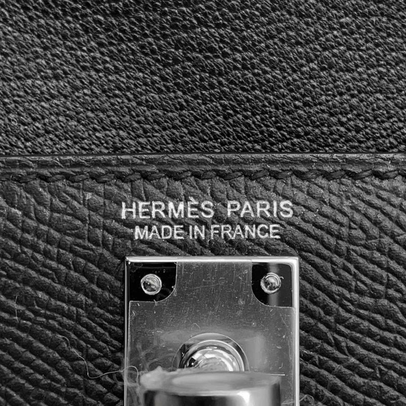 エルメス ショルダー バッグ ケリー20 無秩序 外縫い ブラック/シルバー金具 エプソン W刻印