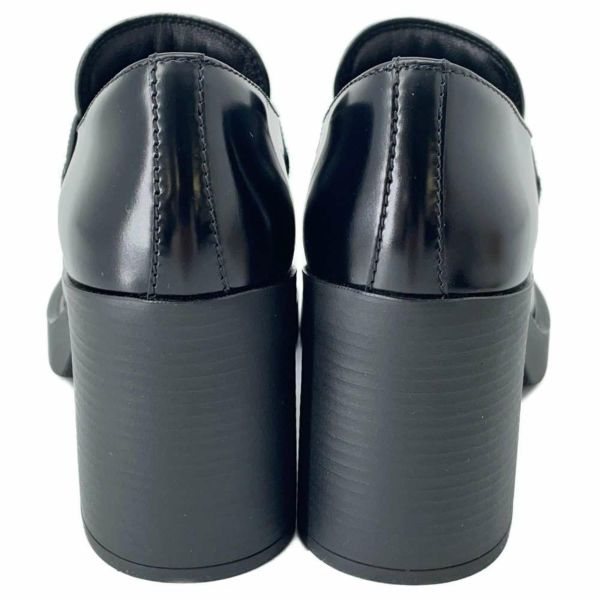 プラダ ローファー ヒール ロゴ レザー レディースサイズ35 1/2 PRADA 靴 黒