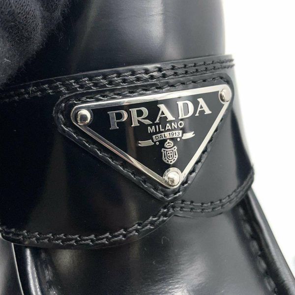 プラダ ローファー ヒール ロゴ レザー レディースサイズ35 1/2 PRADA 靴 黒