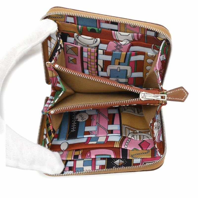 エルメス コインケース アザップコンパクト シルクインセサミ/シルバー金具 エプソン W刻印