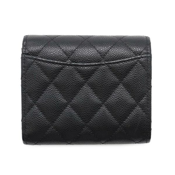 シャネル 三つ折り財布 マトラッセ ココマーク クラシック スモール フラップ ウォレット キャビアスキン AP0229 CHANEL 黒