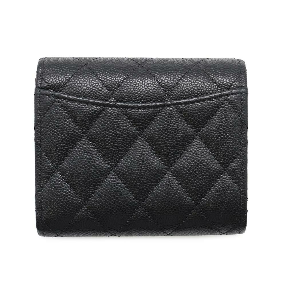 シャネル 三つ折り財布 マトラッセ ココマーク クラシック スモール フラップ ウォレット キャビアスキン AP0229 CHANEL 黒