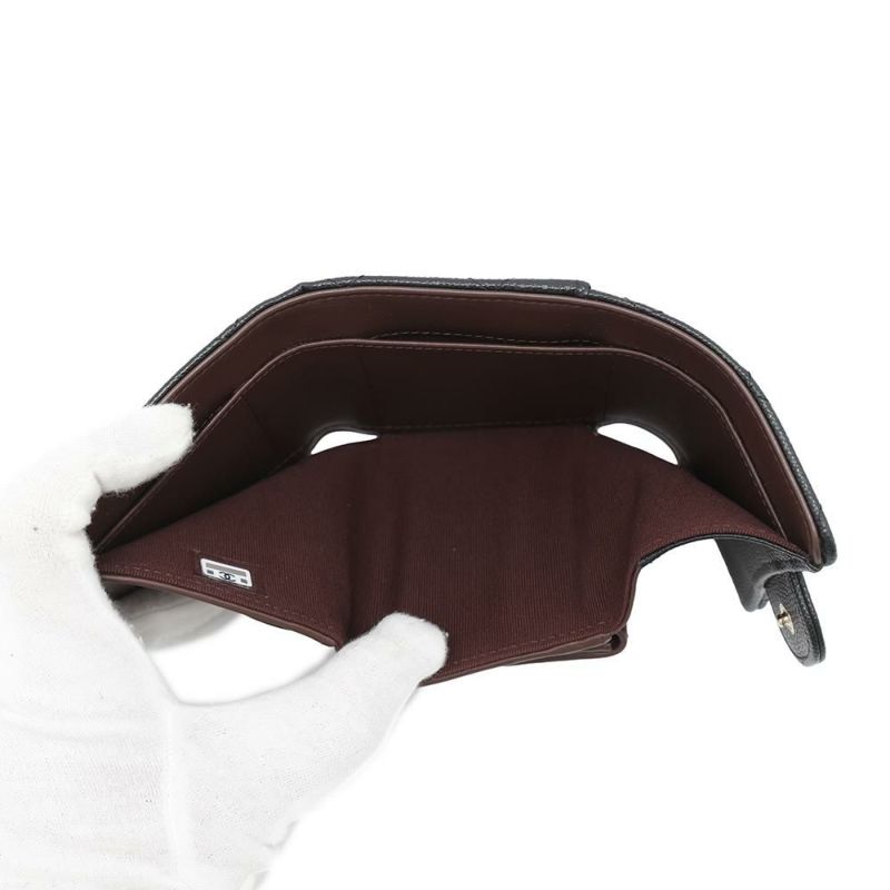 シャネル 三つ折り財布 マトラッセ ココマーク クラシック スモール フラップ ウォレット キャビアスキン AP0229 CHANEL 黒