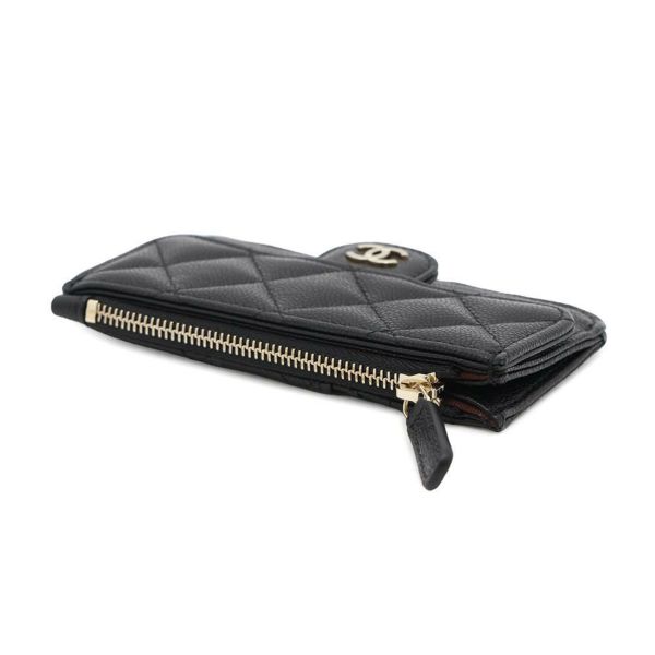 シャネル カードケース マトラッセ クラシック ジップ キルティング キャビアスキン ココマーク AP2570 黒
