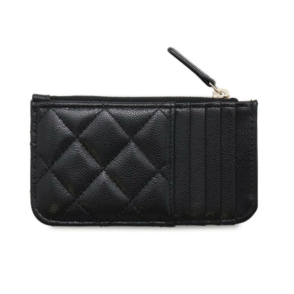 シャネル カードケース マトラッセ クラシック ジップ キルティング キャビアスキン ココマーク AP2570 黒