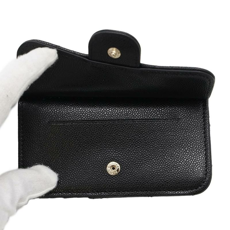 シャネル カードケース マトラッセ クラシック ジップ キルティング キャビアスキン ココマーク AP2570 黒