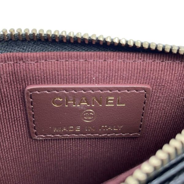 シャネル カードケース マトラッセ クラシック ジップ キルティング キャビアスキン ココマーク AP2570 黒