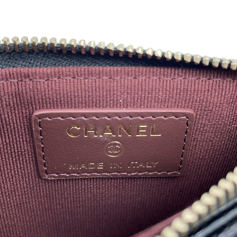 シャネル カードケース マトラッセ クラシック ジップ キルティング キャビアスキン ココマーク AP2570 黒