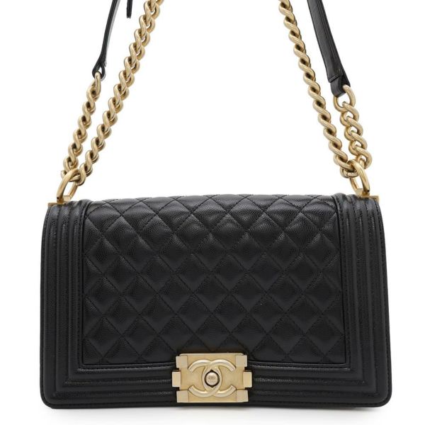 シャネル チェーンショルダーバッグ ココマーク ボーイシャネル キャビアスキン A67086 CHANEL 斜めがけ BOY CHANEL 黒