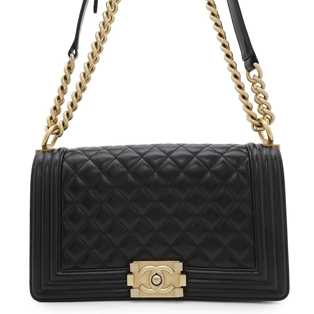 シャネル チェーンショルダーバッグ ココマーク ボーイシャネル キャビアスキン A67086 CHANEL 斜めがけ BOY CHANEL 黒