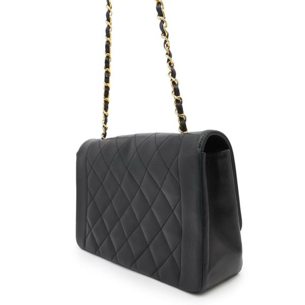 シャネル チェーンショルダーバッグ マトラッセ25 ココマーク ダイアナ ラムスキン A01165 CHANEL 黒