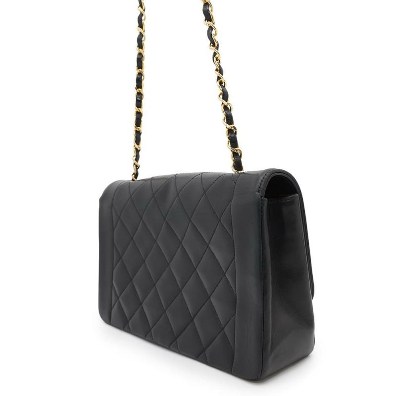 シャネル チェーンショルダーバッグ マトラッセ25 ココマーク ダイアナ ラムスキン A01165 CHANEL 黒