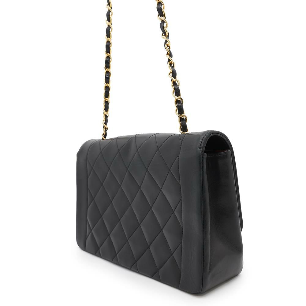 シャネル チェーンショルダーバッグ マトラッセ25 ココマーク ダイアナ ラムスキン A01165 CHANEL 黒