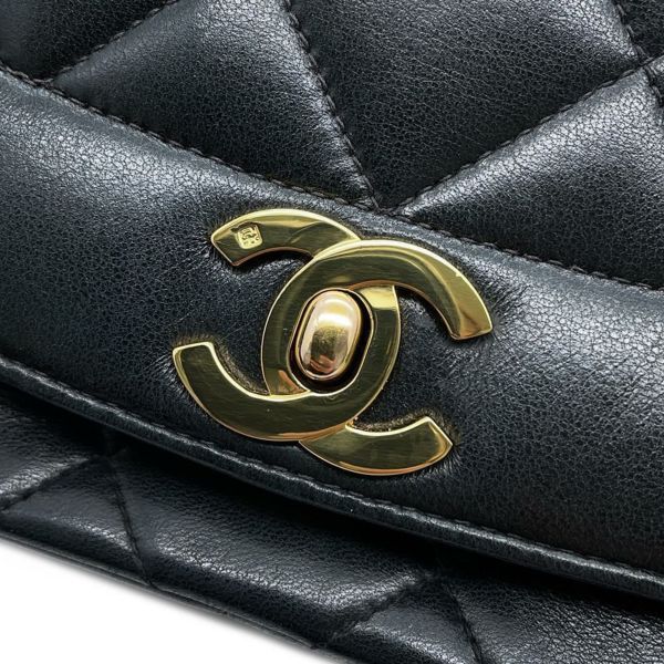 シャネル チェーンショルダーバッグ マトラッセ25 ココマーク ダイアナ ラムスキン A01165 CHANEL 黒