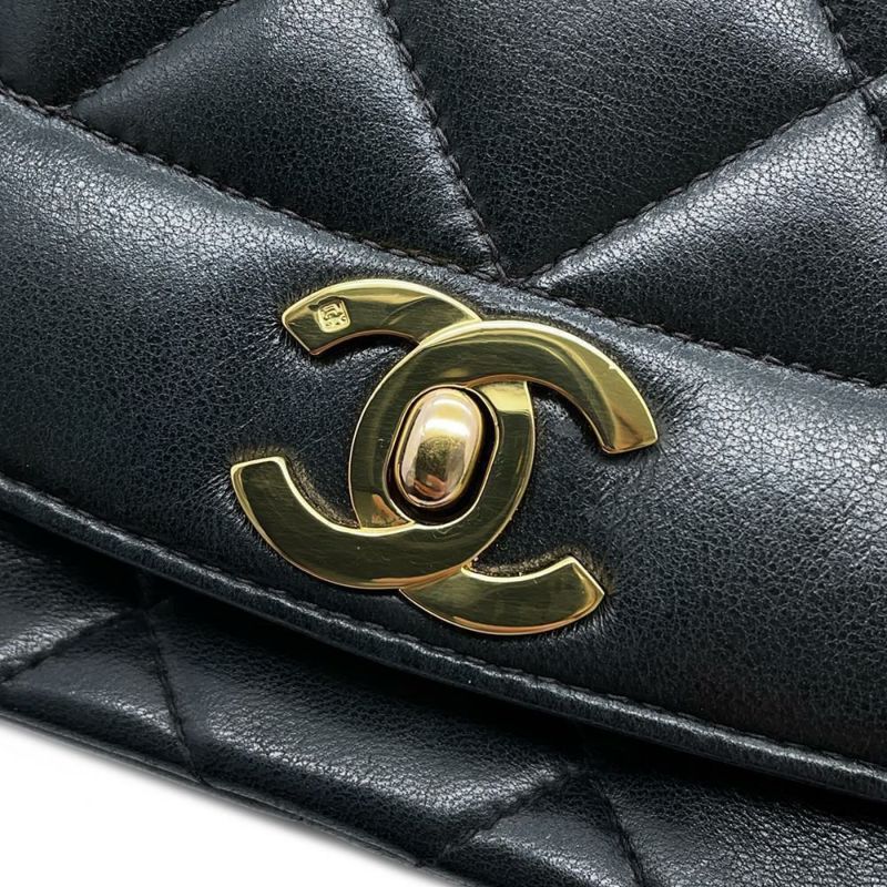 シャネル チェーンショルダーバッグ マトラッセ25 ココマーク ダイアナ ラムスキン A01165 CHANEL 黒