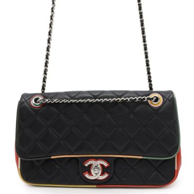 シャネル チェーンショルダーバッグ ココマーク マトラッセ ラムスキン A93691 CHANEL バッグ 黒 安心保証