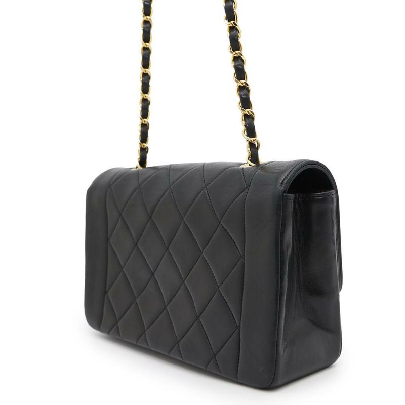 シャネル チェーンショルダーバッグ マトラッセ ココマーク ダイアナ ラムスキン A01164 CHANEL バッグ 斜め掛け 黒