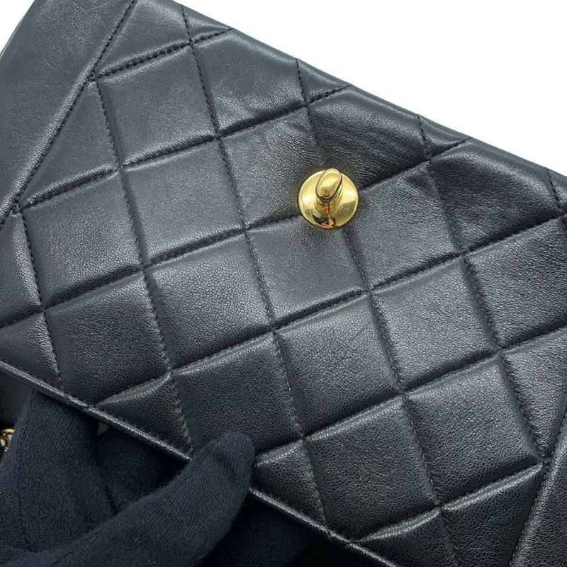 シャネル チェーンショルダーバッグ マトラッセ ココマーク ダイアナ ラムスキン A01164 CHANEL バッグ 斜め掛け 黒