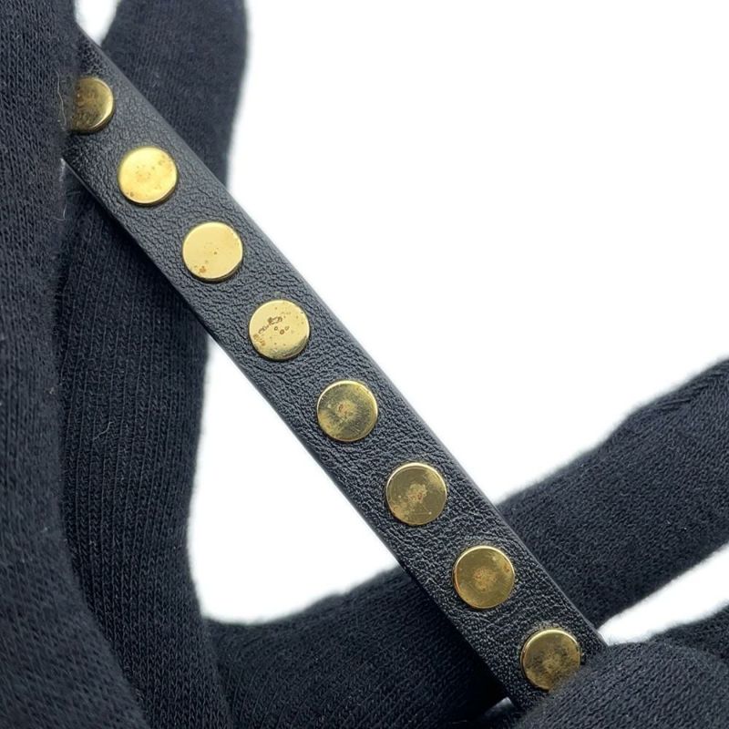 ルイヴィトン ブレスレット ブラレス デイリー モノグラム スタッズ レザー M6557F サイズ19 アクセサリー 黒