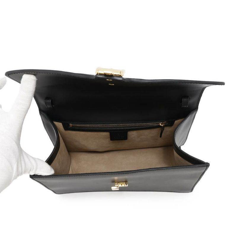 グッチ ハンドバッグ シェリーライン シルヴィ レザー 431665 GUCCI チェーンショルダー Sylvie 2way 黒