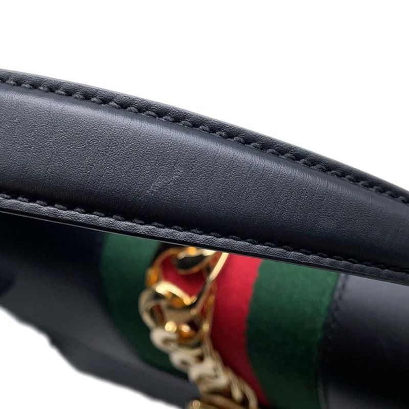 グッチ ハンドバッグ シェリーライン シルヴィ レザー 431665 GUCCI チェーンショルダー Sylvie 2way 黒