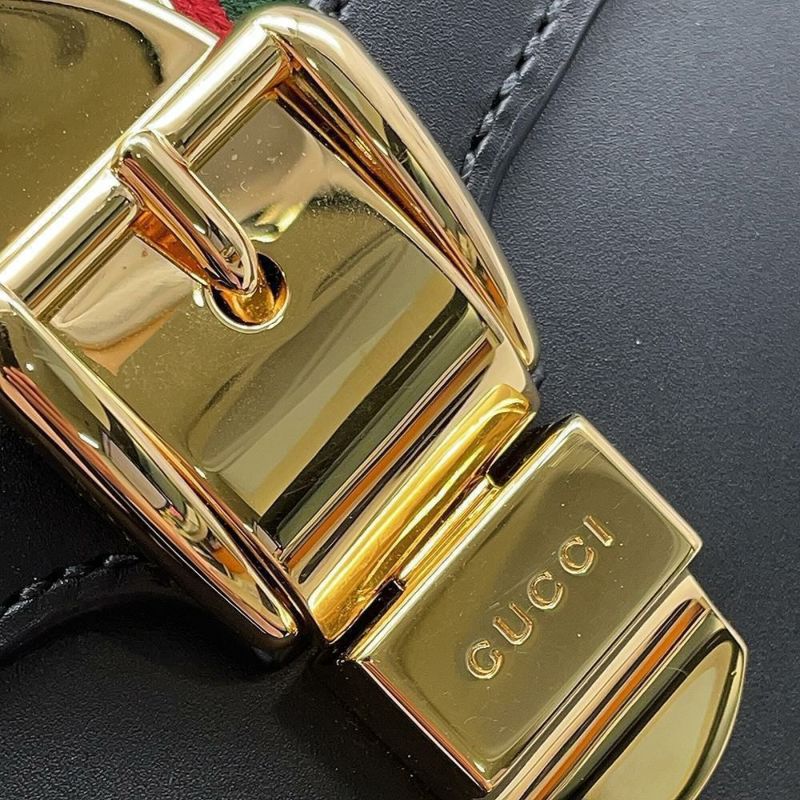 グッチ ハンドバッグ シェリーライン シルヴィ レザー 431665 GUCCI チェーンショルダー Sylvie 2way 黒